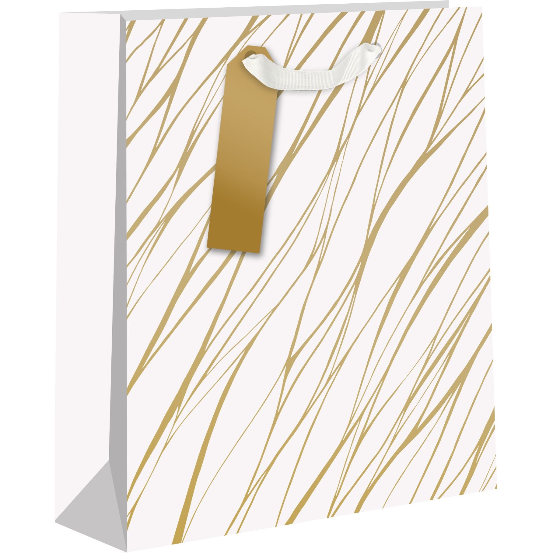Large gold wave design gift bag by AB PICTURA, featuring elegant gold wave patterns on sturdy paper bag for gifts.